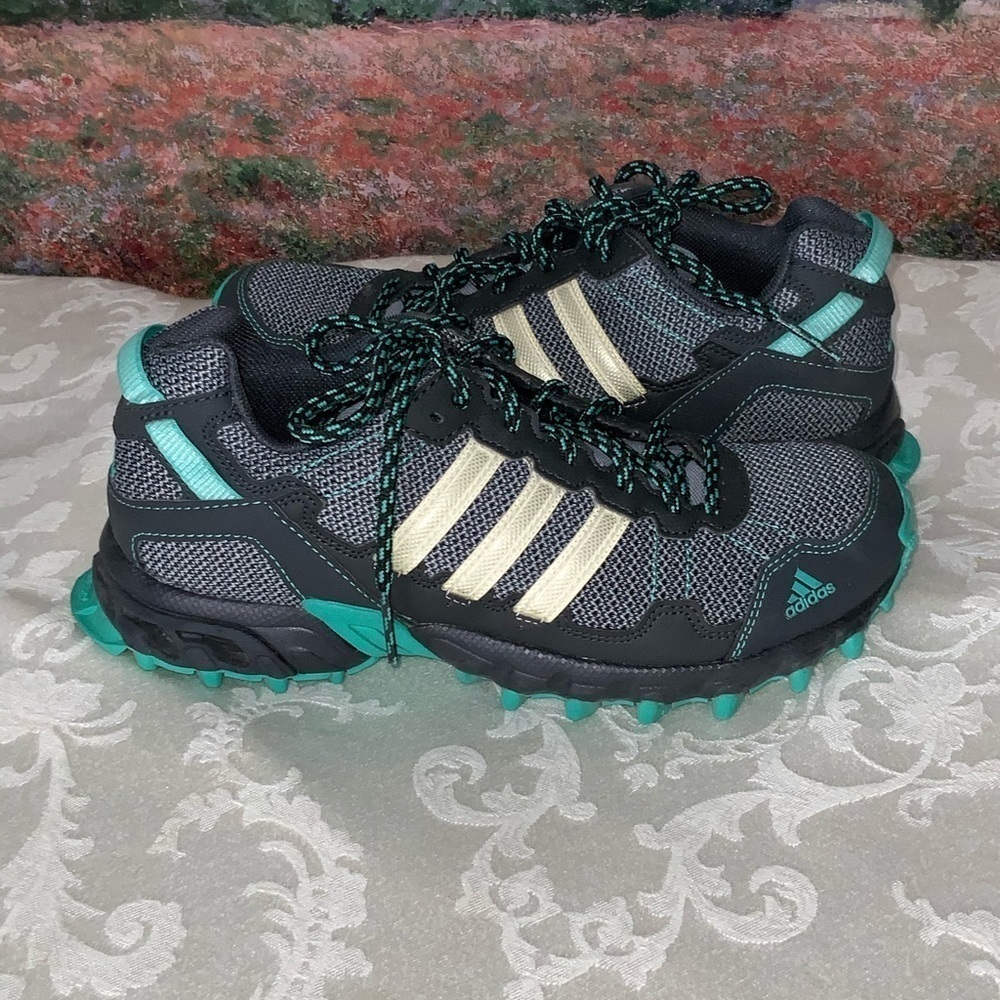 NEW Adidas PYV 702001 Green & Gray Mesh Lace Up Reflectors Running Shoes 6.5 - Picture 2 of 15